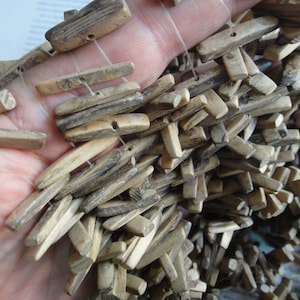Stick beads, 110 beads, center dirlled coconut shell chip beads, about 22-27mm.