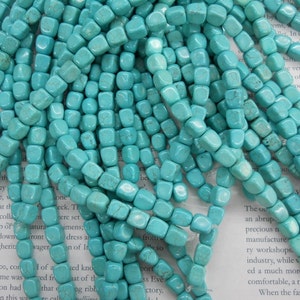 9x8mm turquoise cube beads, square beads. 16&quot; strand long