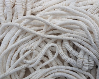3mm, 4mm, 5mm, 6mm, 7mmm, 8mm nature white shell heishi beads, 24 inch