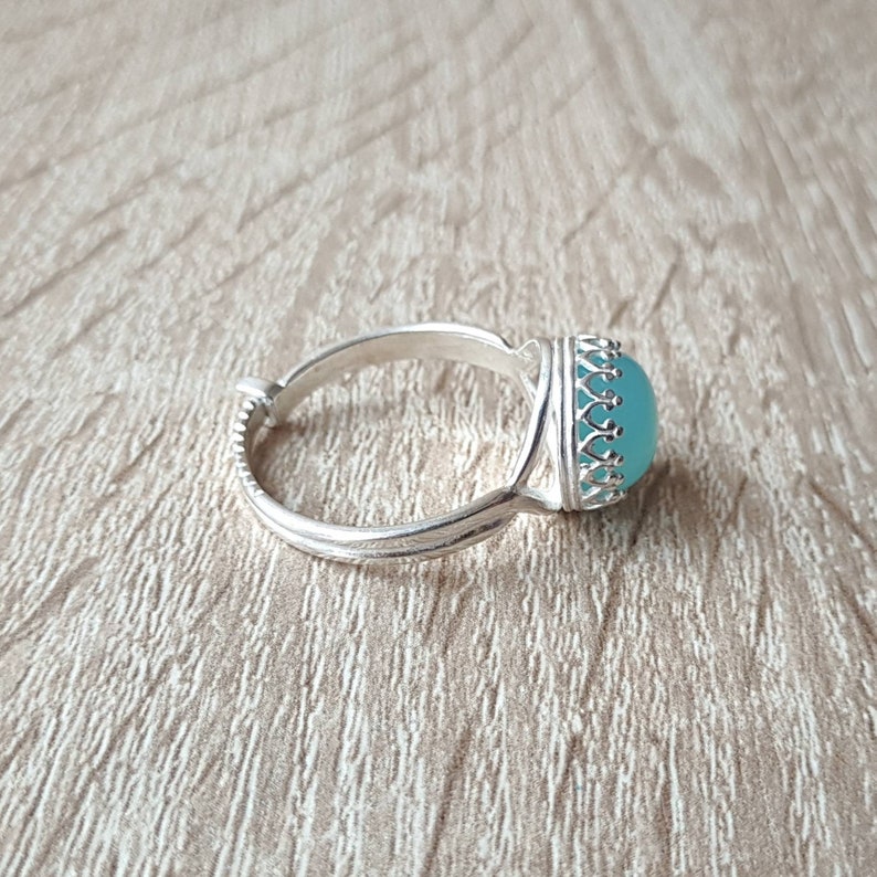 925 Sterling Silver Blue Chalcedony Ring Free Ring Size