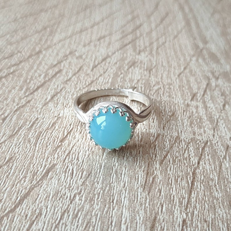 925 Sterling Silver Blue Chalcedony Ring Free Ring Size