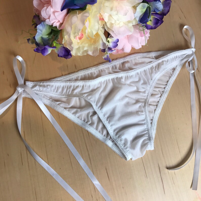 Satin Ribbon Tie Side Sheer White Mesh Bikini Style Panties Etsy