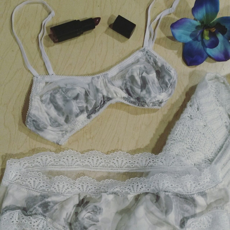 Silky Rose Pastel Monochrome Grey with Mesh Bra 30-40 AAA-DDD