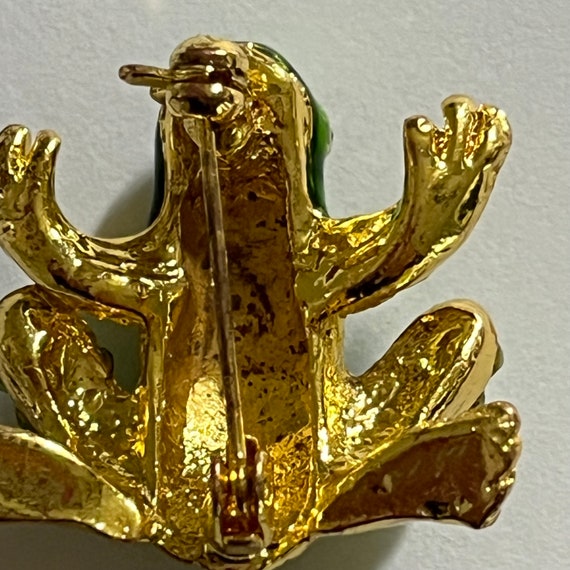Adorable little vintage frog pin enamel & rhinest… - image 2