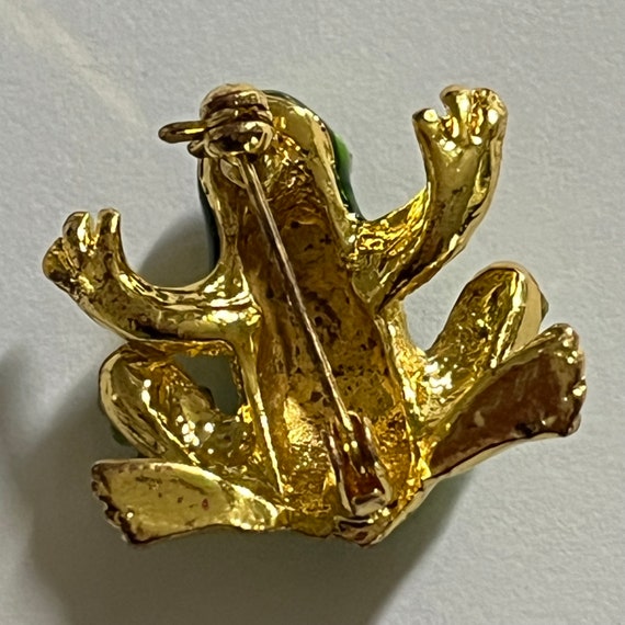 Adorable little vintage frog pin enamel & rhinest… - image 3