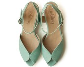 Neu! Minze Adelle Sandalen, handgemachtes Leder Schuhe, grüne Schuhe, Frauen Heels Sandaletten kostenlose shiping