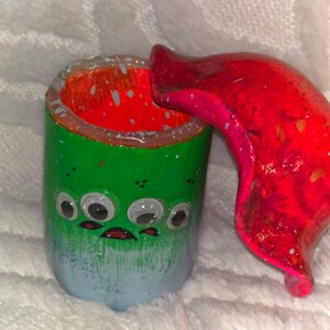 Handmade Monster Mushroom Jar: Glow-in-the-Dark, Three-Eyed Woodland Creature Storage image 2