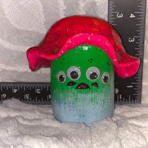 Handmade Monster Mushroom Jar: Glow-in-the-Dark, Three-Eyed Woodland Creature Storage