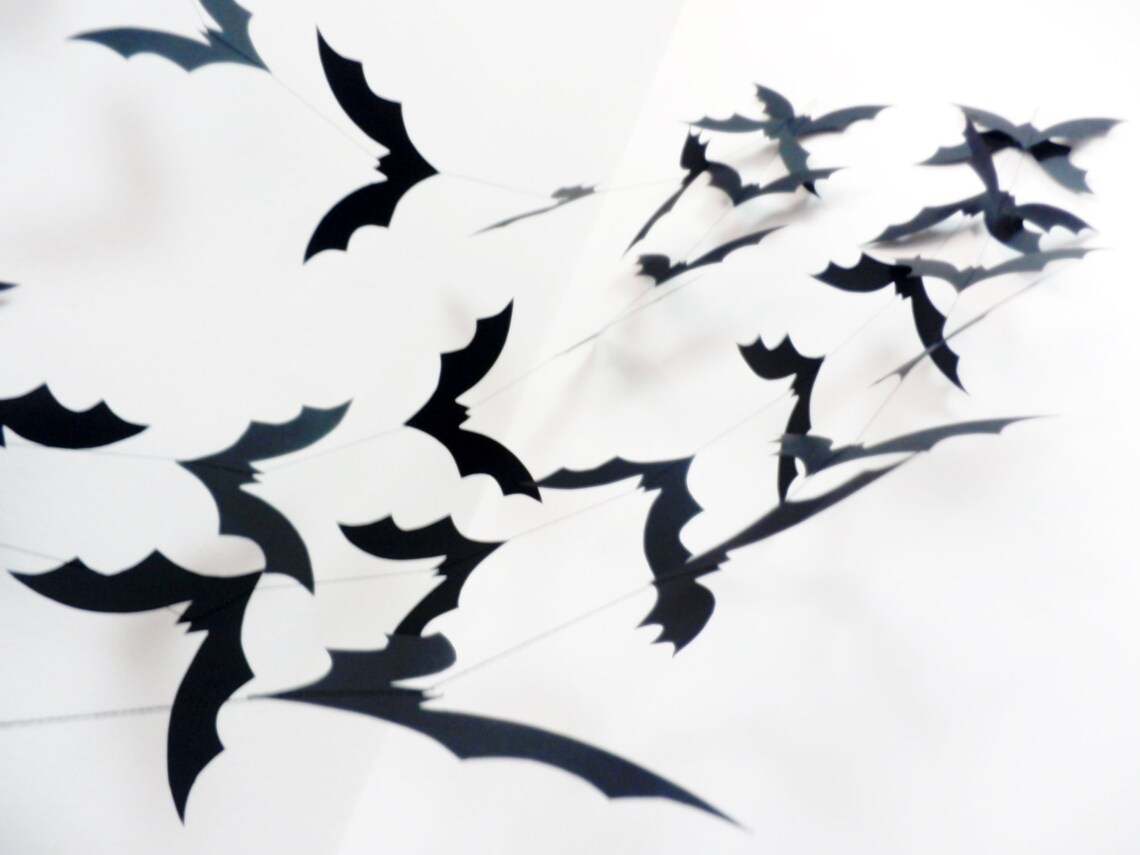 Halloween Garland, Bat Garland, Black Halloween Garland Etsy