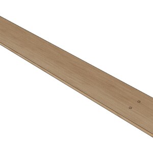 May include: A long, narrow, wooden shelf with two holes drilled into it.