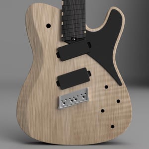 Puede incluir: Cuerpo de guitarra eléctrica de madera natural sin terminar con golpeador negro y una pastilla de puente.