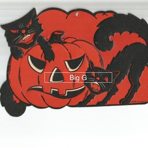 Vintage Halloween Die Cut: Black Cat & Jack-O-Lantern (Digital Download)