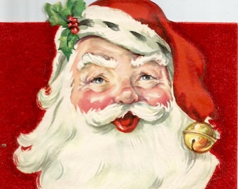 Vintage retro Santa Claus Christmas card digital download printable instant image clip art