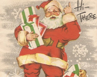 Vintage retro Santa Claus Christmas card digital download printable instant image clip art