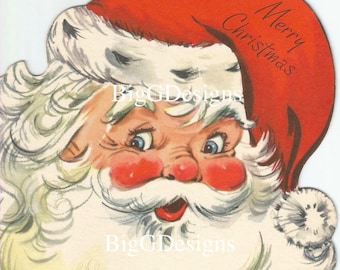 Vintage Santa Claus die cut Christmas card digital download printable instant image clip art