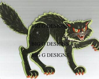 Vintage Beistle Halloween Black Cat Die Cut Image (Digital Download)