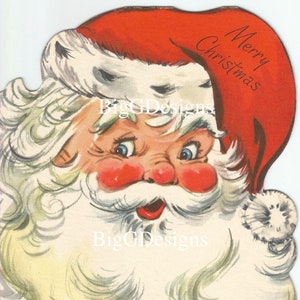 Babbo Natale vintage fustellato biglietto di Natale download digitale stampabile immagine istantanea clip art