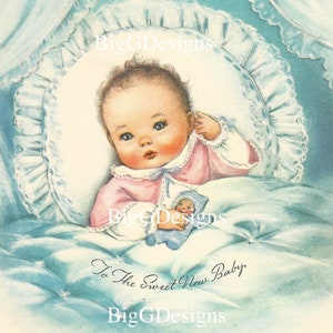Carte vintage bébé garçon félicitations téléchargement numérique image instantanée imprimable clipart
