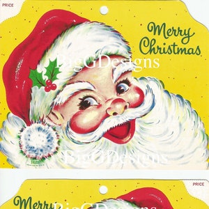 Vintage père Noël joyeux Noël maille jouet bas en-tête étiquette de prix téléchargement numérique image instantanée imprimable clipart