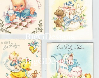 Dreizehn Vintage Baby Shower Geschenkkarten digital download instant bild clip art