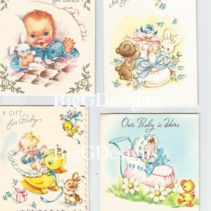 Dreizehn Vintage Baby Shower Geschenkkarten digital download instant bild clip art