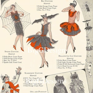 Vintage 1928 Halloween party costumes magazine illustration digital download printable image clip art