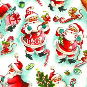 Carta da regalo vintage per caramelle di Babbo Natale, carta da regalo, download digitale, stampabile, clip art di immagini istantanee