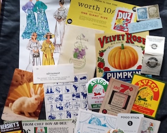 Lot of 50 piece vintage junk journal collage paper ephemera kit pack advertising illustrations cards