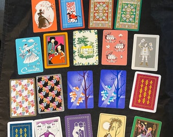 Lot of 23 vintage Art Deco single swap junk journal playing cards