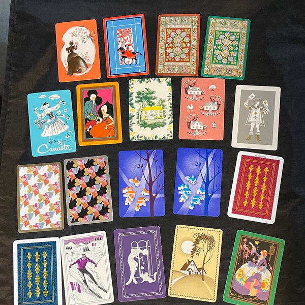 Lot of 23 vintage Art Deco single swap junk journal playing cards