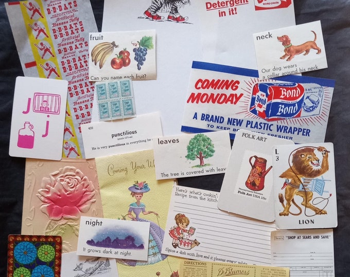 Lot of 50 Piece Vintage Junk Journal Collage Paper Ephemera Kit Pack ...