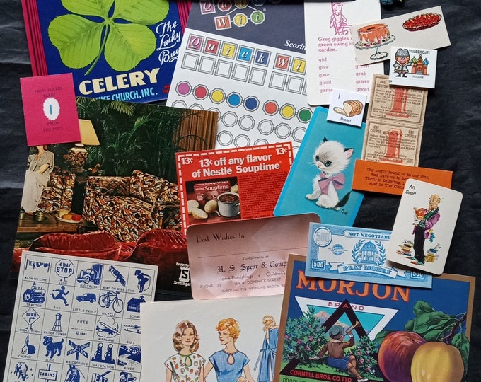 Lot of 50 Piece Vintage Junk Journal Collage Paper Ephemera Kit Pack ...