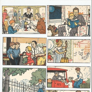 Fünf Seiten Vintage Kinderbuch Bilderbuch Schule pädagogische Fibel Illustrationen digitaler Download druckbare Sofortbild ClipArt