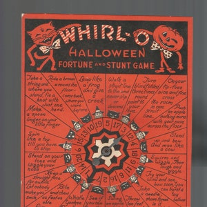 Vintage Whirl-o Halloween Fortune and Stunt Game cat JOL game digital download printable image 300 dpi