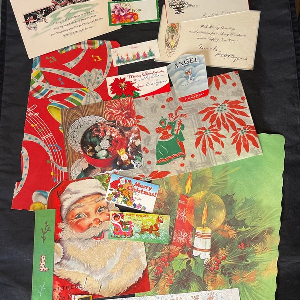 Destash 50 piece Christmas scrapbook craft supplies junk journal altered art inspiration lot ephemera collage smash book stickers cards