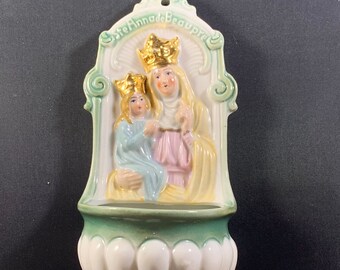 Saint Ste. Anne de Beaupré china holy water font Czechoslovakia