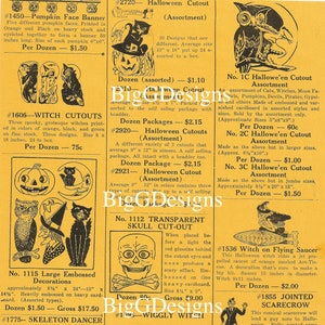 Vintage Halloween Katalog Katalogseite Anzeige Werbung Stanzteile Dekorationen Neuheit digitaler Download druckbare Sofortbild ClipArt