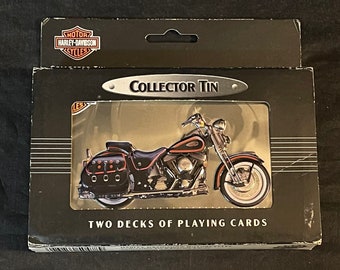 Vintage 1998 Harley-Davidson collector tin two decks of playing cards
