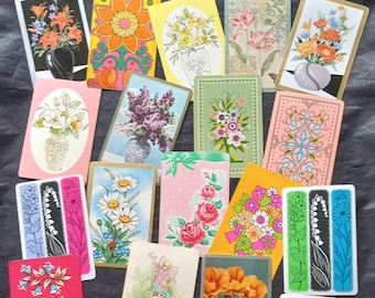 Lot of 21 vintage floral flower single swap junk journal playing cards