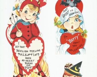 Vintage Halloween Valentine's Day Cards: Spooky Clip Art (Digital Download)