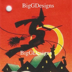 Immagine clip art stampabile istantanea del ponte lunare della strega di Halloween vintage scaricabile digitalmente