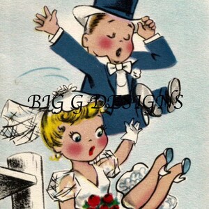 Vintage Jumping off the Deep End Together humoristique drôle mariée marié mariage fiançailles carte de voeux téléchargement numérique imprimable clip art