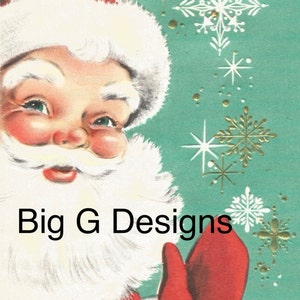 Vintage retro Santa Claus Christmas card digital download printable instant image