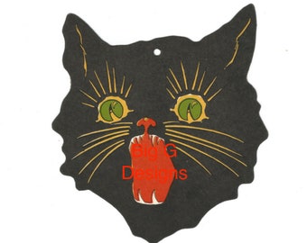 Vintage Halloween die cut scary black cat digital download printable image 300 dpi