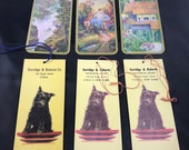 Lot of six funeral home bridge tally tallies dog scenic
