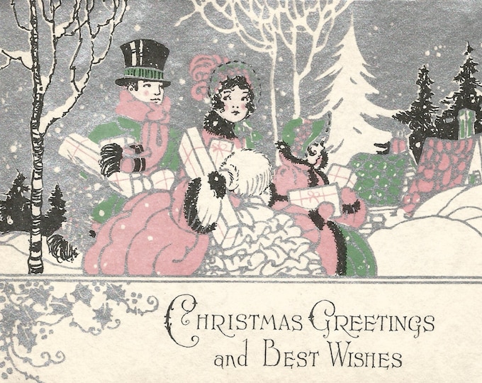 Vintage Art Deco Couple Christmas Card Digital Download Printable Image ...