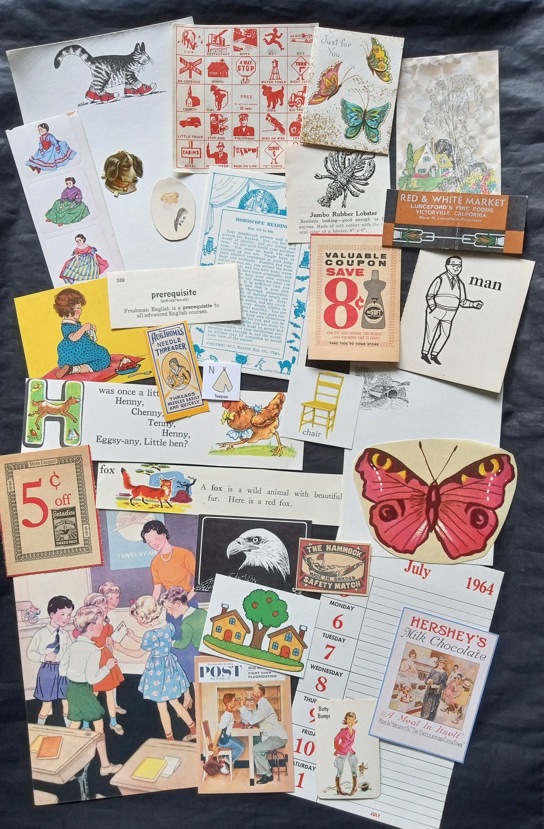 Lot of 50 Piece Vintage Junk Journal Collage Paper Ephemera Kit Pack ...