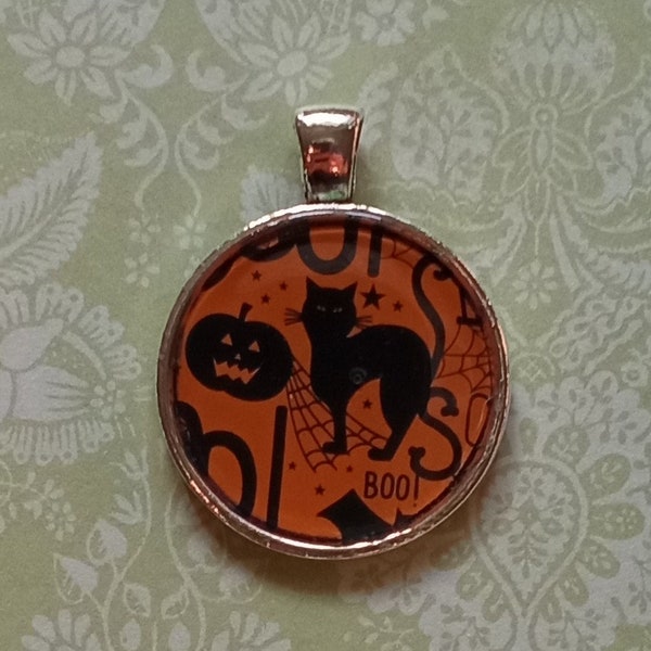 Vintage Halloween chat noir jack o 'lanterne pendentif collier porte-clés ornement