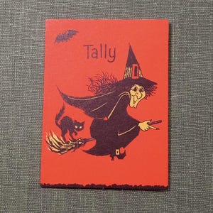 Invito per festa con gatto nero strega Halloween vintage Curran