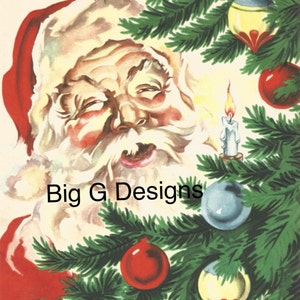 Vintage retro Santa Christmas card mid-century digital download printable image clip art